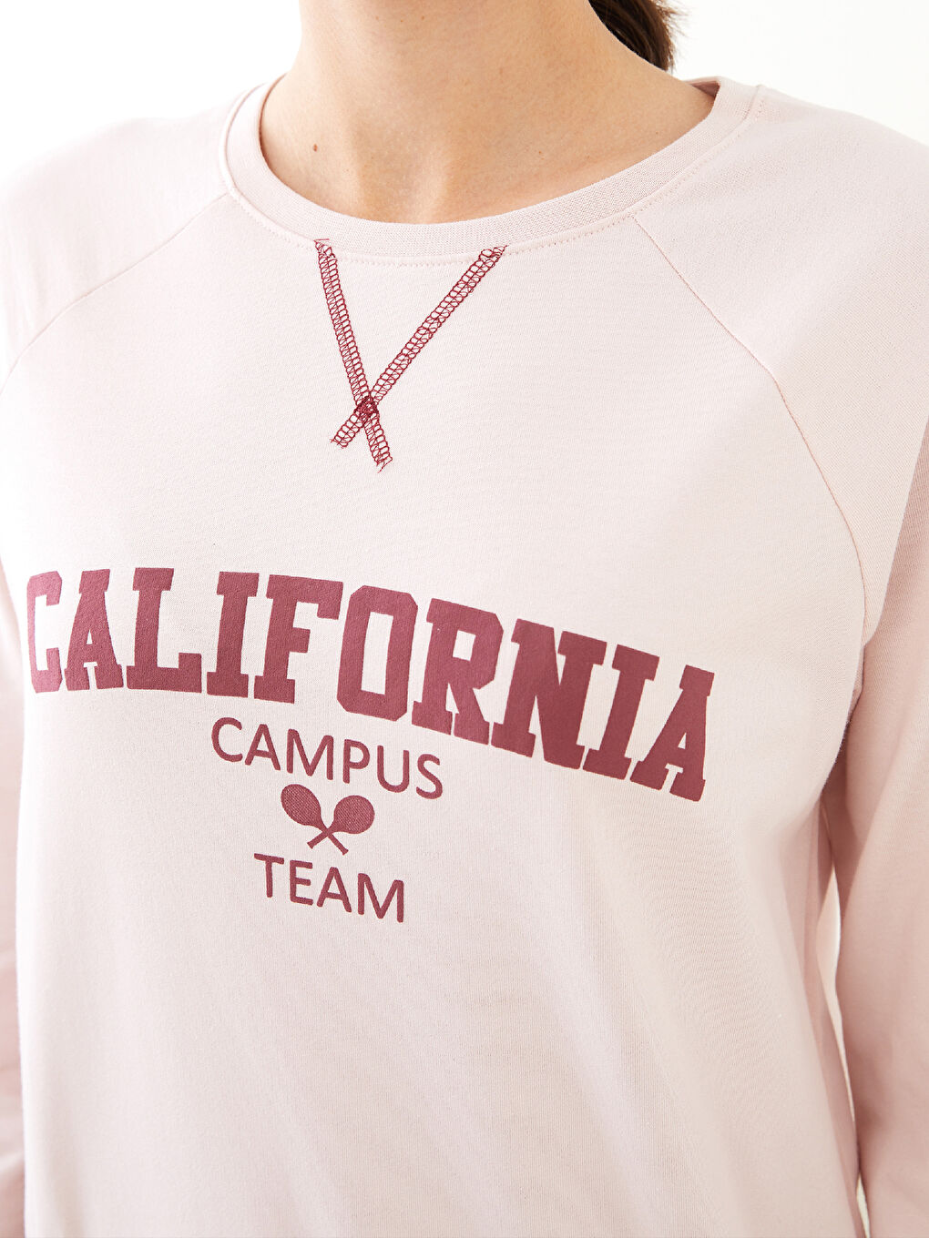 طقم بيجاما قطن كم طويل مطبوع برقبة دائرية للسيدات-3