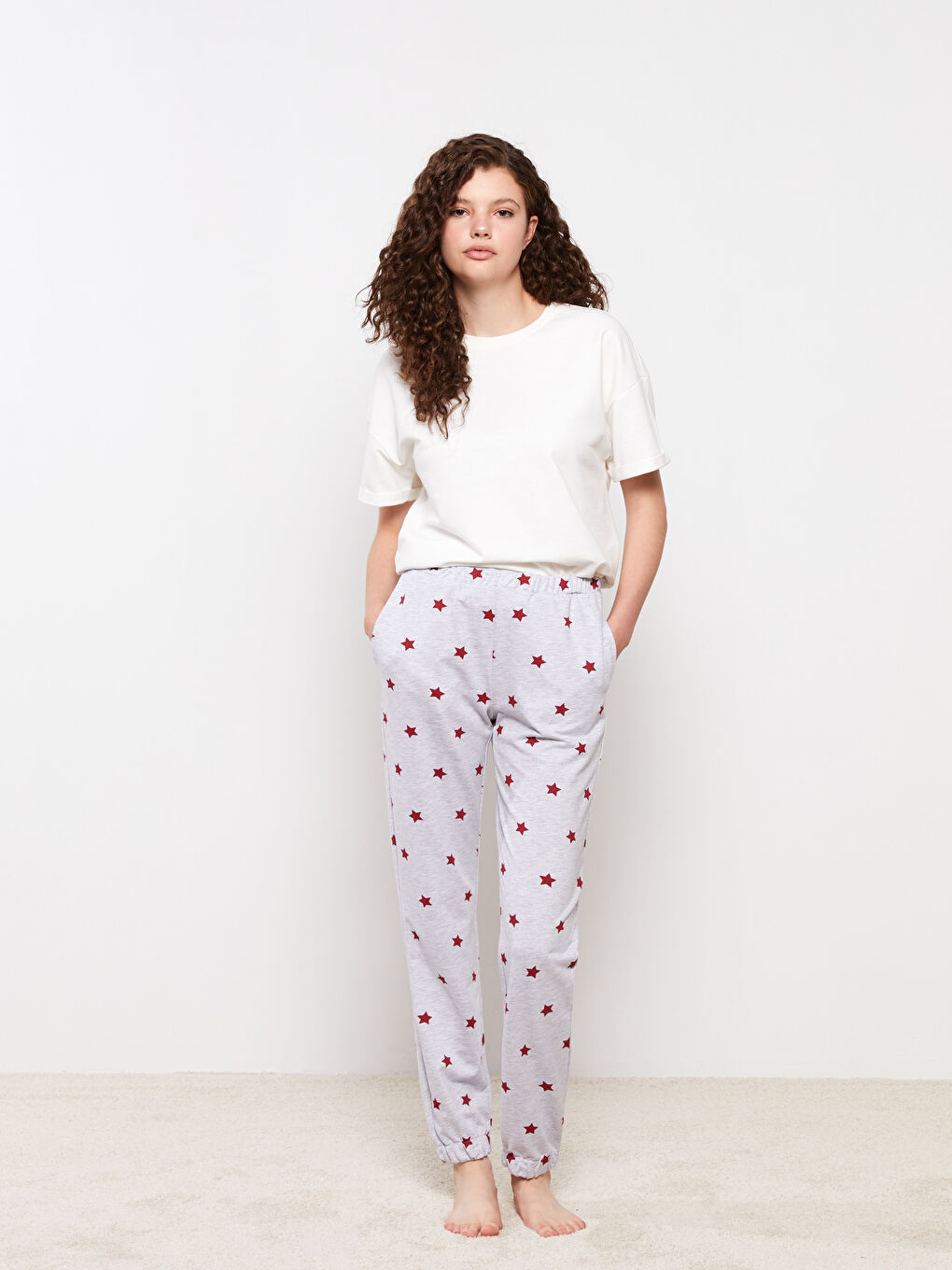 Pantaloni Jogger De Pijama,Cu Model Şi Cu Talie Elastică,Pentru Femei