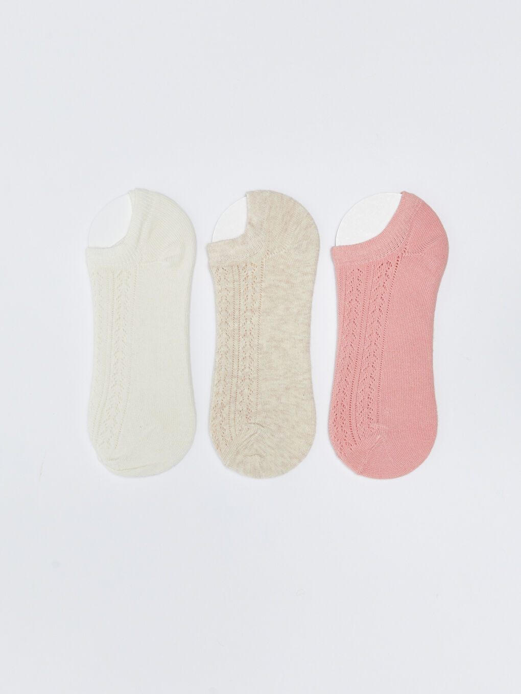 Ekru Kadın Düz Patik Çorap-1