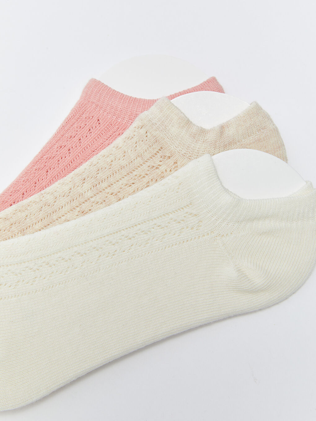 Ekru Kadın Düz Patik Çorap-2