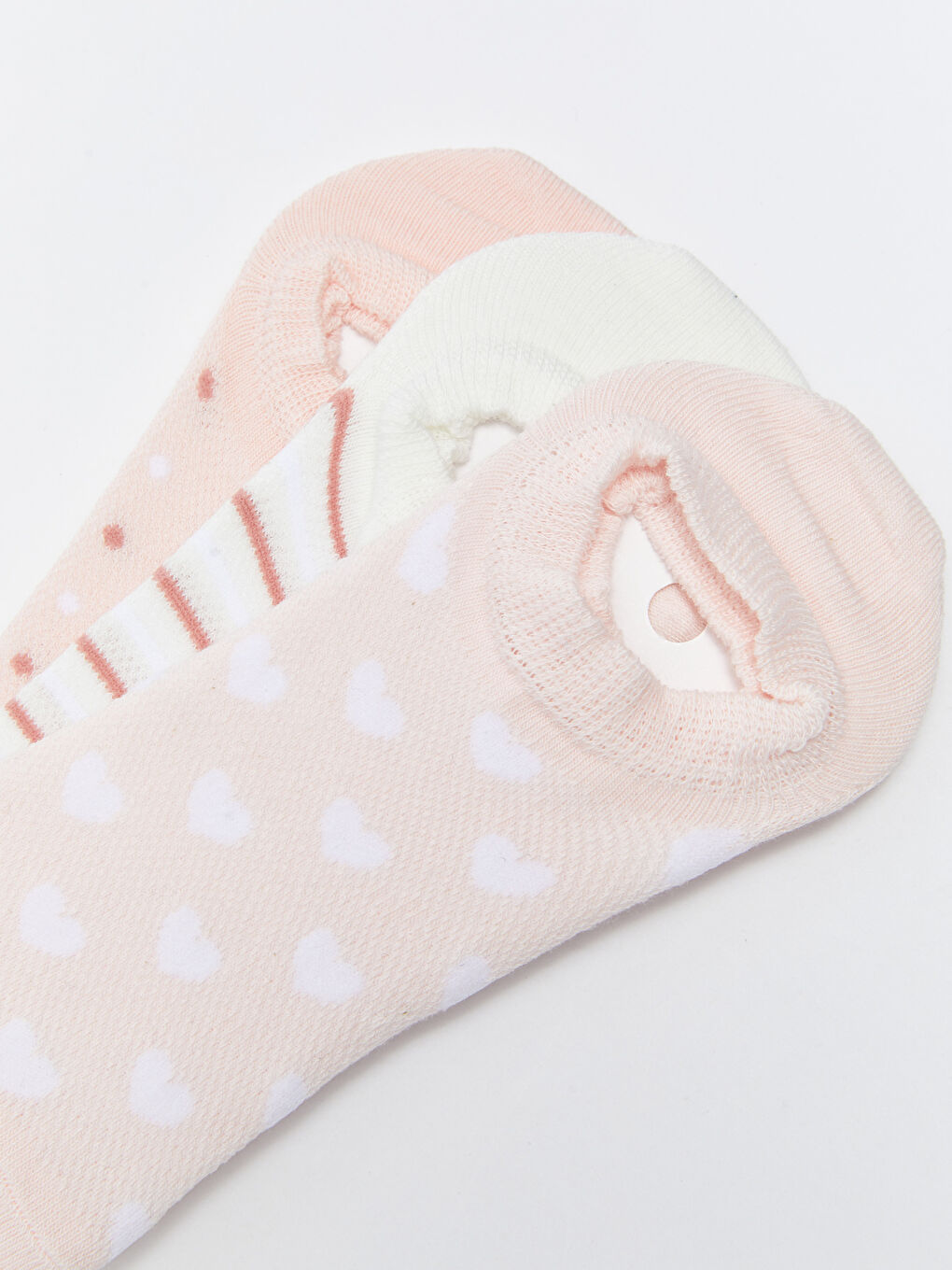 Pembe Desenli Kadın Patik Çorap 3'lü-2