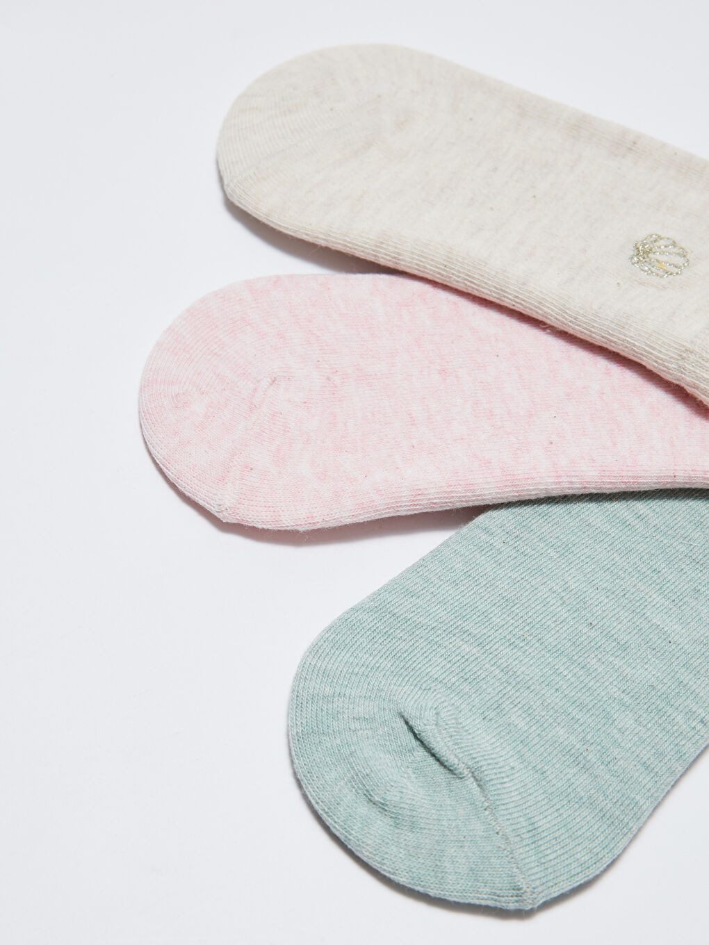 Kahverengi Nakışlı Kadın Patik Çorap 3'lü Paket-2