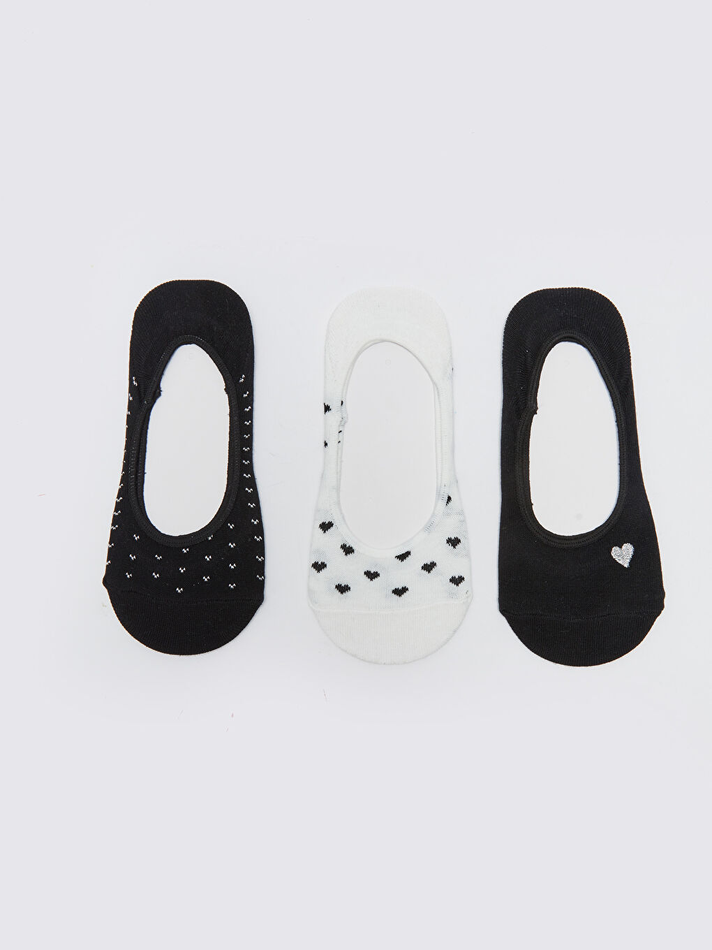 Siyah Desenli Kadın Babet Çorap 3'lü-1
