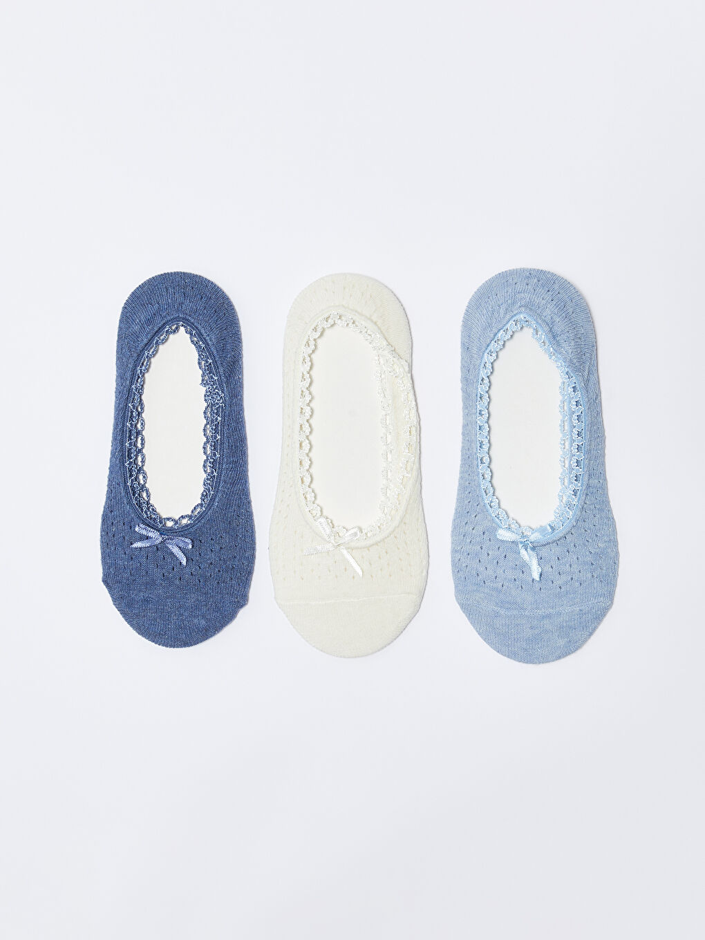 جوارب غير مرئية مطرزة للسيدات - ٣ قطع-1