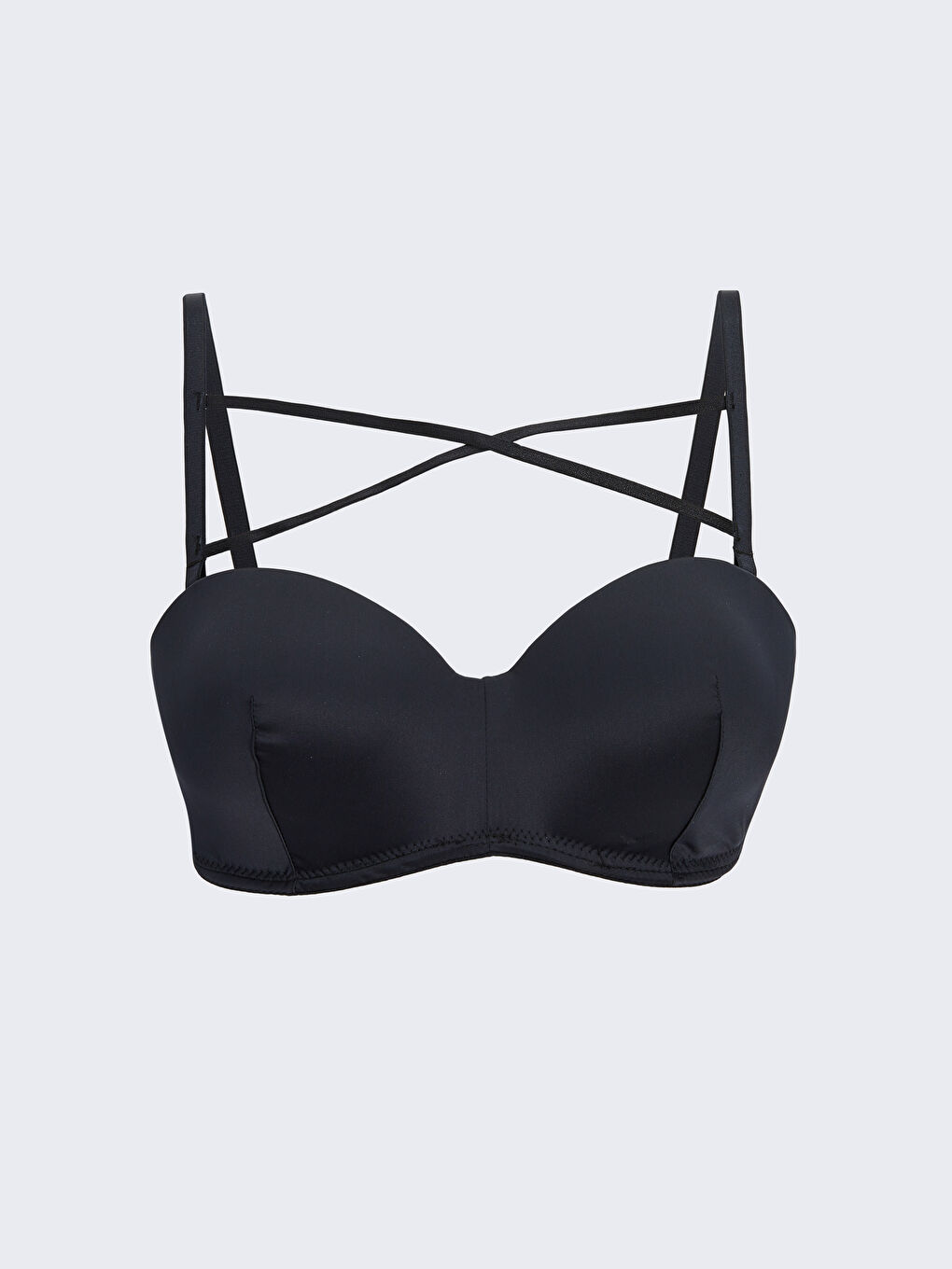 Siyah Desteksiz Düz Fantezi Straplez Sütyen