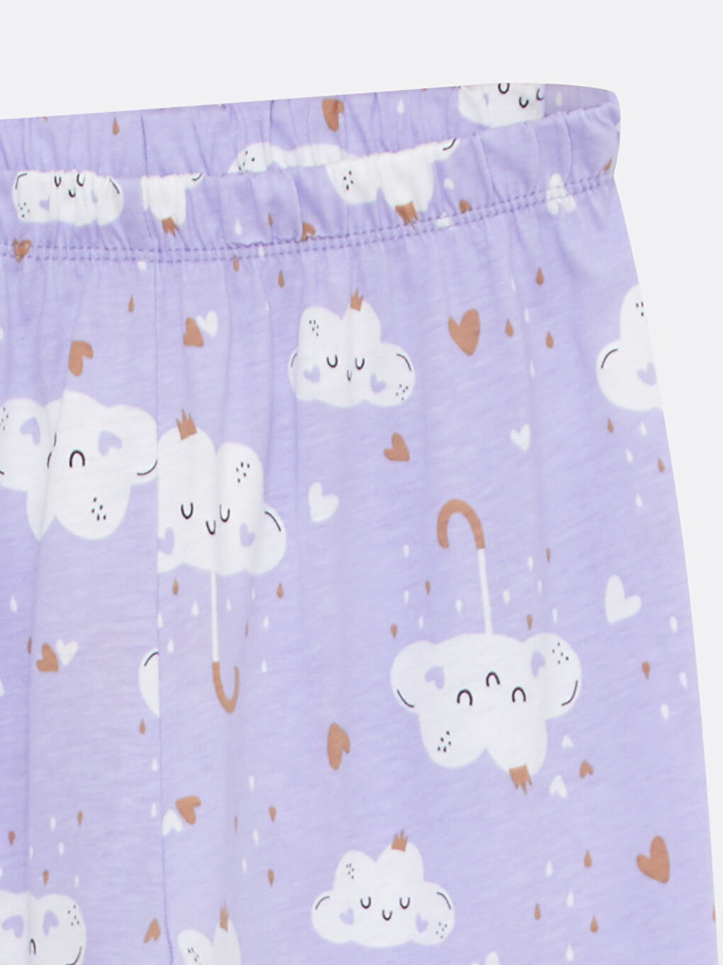 Ekru Bisiklet Yaka Baskılı Uzun Kollu Kız Çocuk Pijama Takımı-3