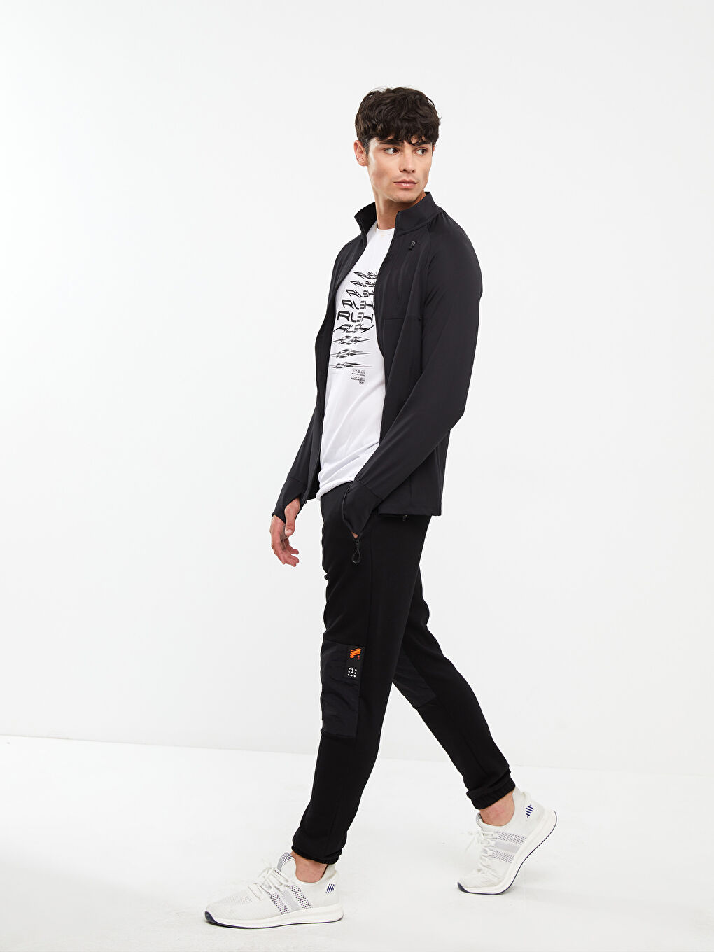 Siyah Dar Kalıp Erkek Eşofman Altı-1