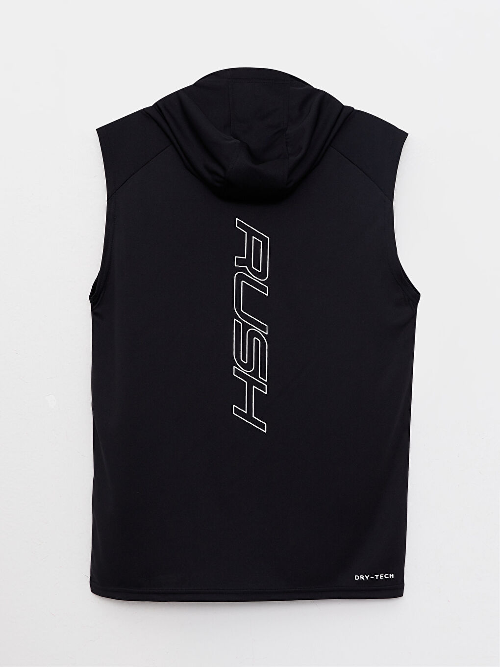 Siyah Kapüşonlu Baskılı Erkek Kolsuz Tişört-6