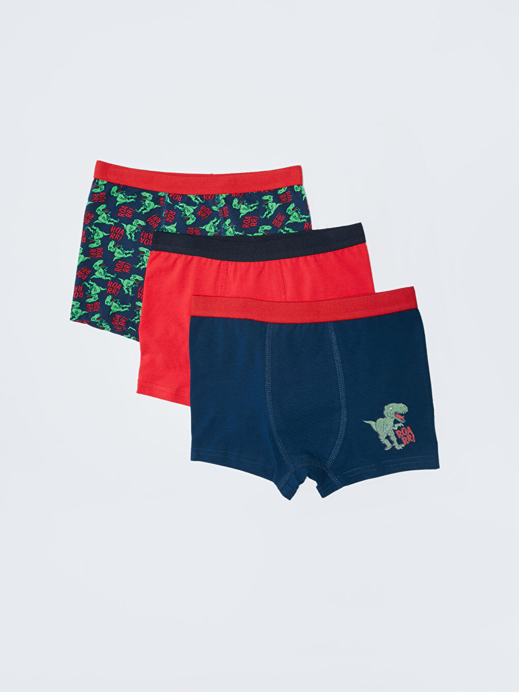 Lacivert Baskılı Pamuklu Erkek Çocuk Boxer 3'lü