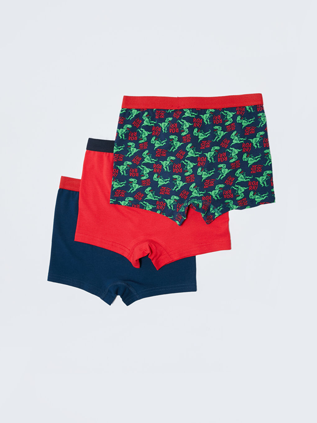 Lacivert Baskılı Pamuklu Erkek Çocuk Boxer 3'lü-1