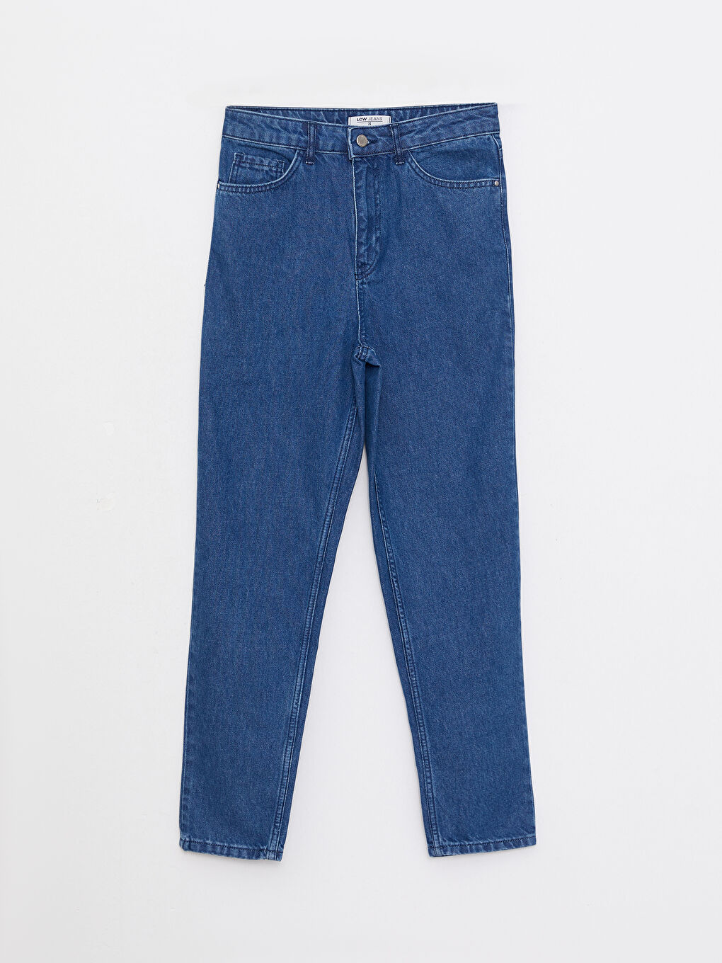 Women's High Waisted Mom Fit Regular Denim Trousers-5