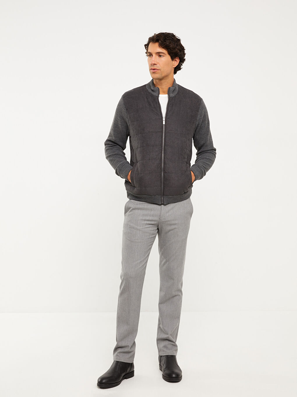 Regular Fit Funnel Neck Men's Knitwear Coat-2