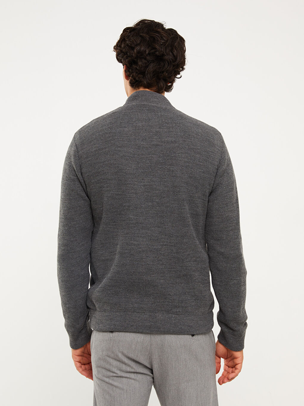 Regular Fit Funnel Neck Men's Knitwear Coat-5