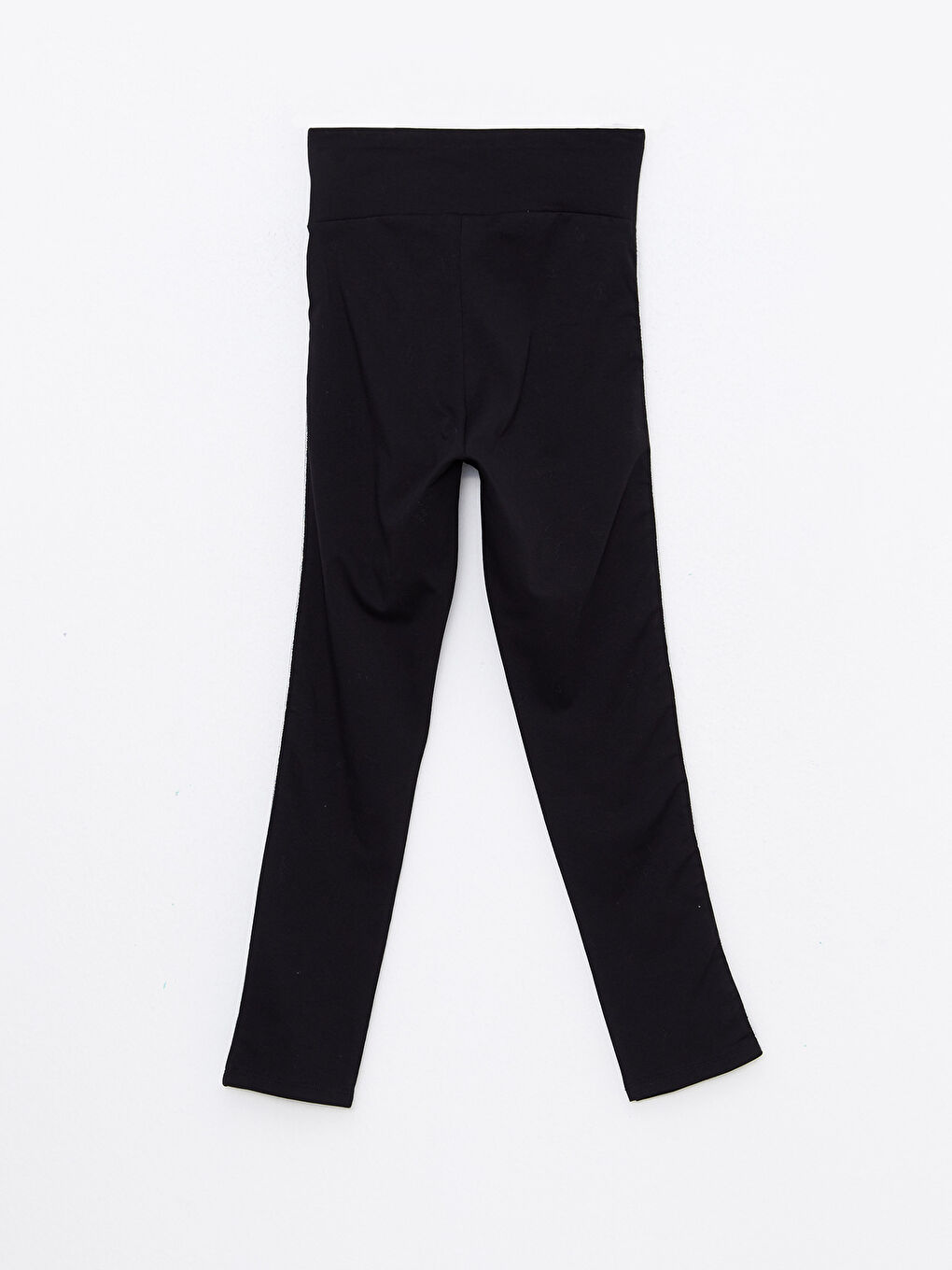 Siyah Beli Lastikli Düz Pamuklu Kadın Tayt-6