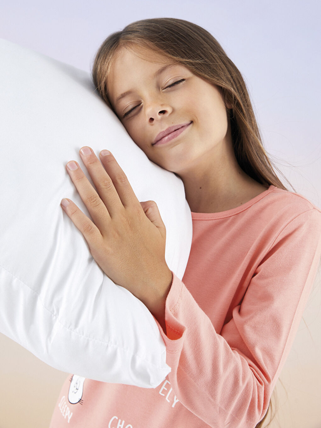 Mercan Bisiklet Yaka Baskılı Uzun Kollu Kız Çocuk Pijama Takımı-3