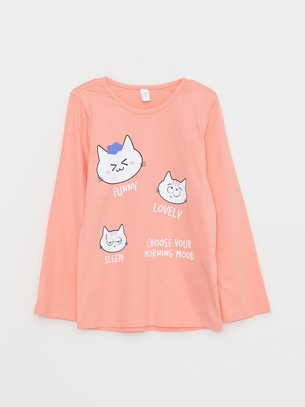 Mercan Bisiklet Yaka Baskılı Uzun Kollu Kız Çocuk Pijama Takımı-6