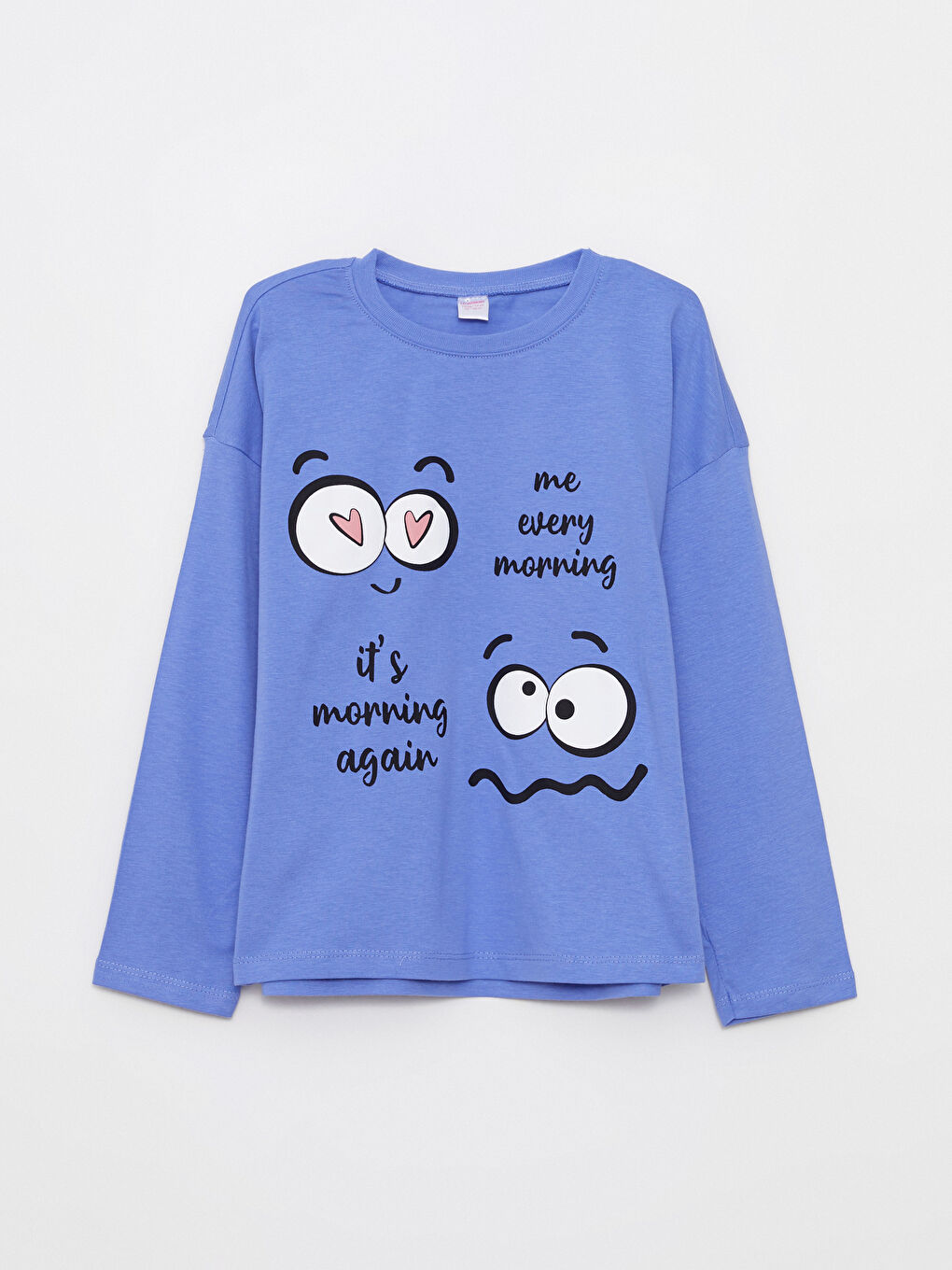 Mor Bisiklet Yaka Baskılı Uzun Kollu Kız Çocuk Pijama Takımı-1