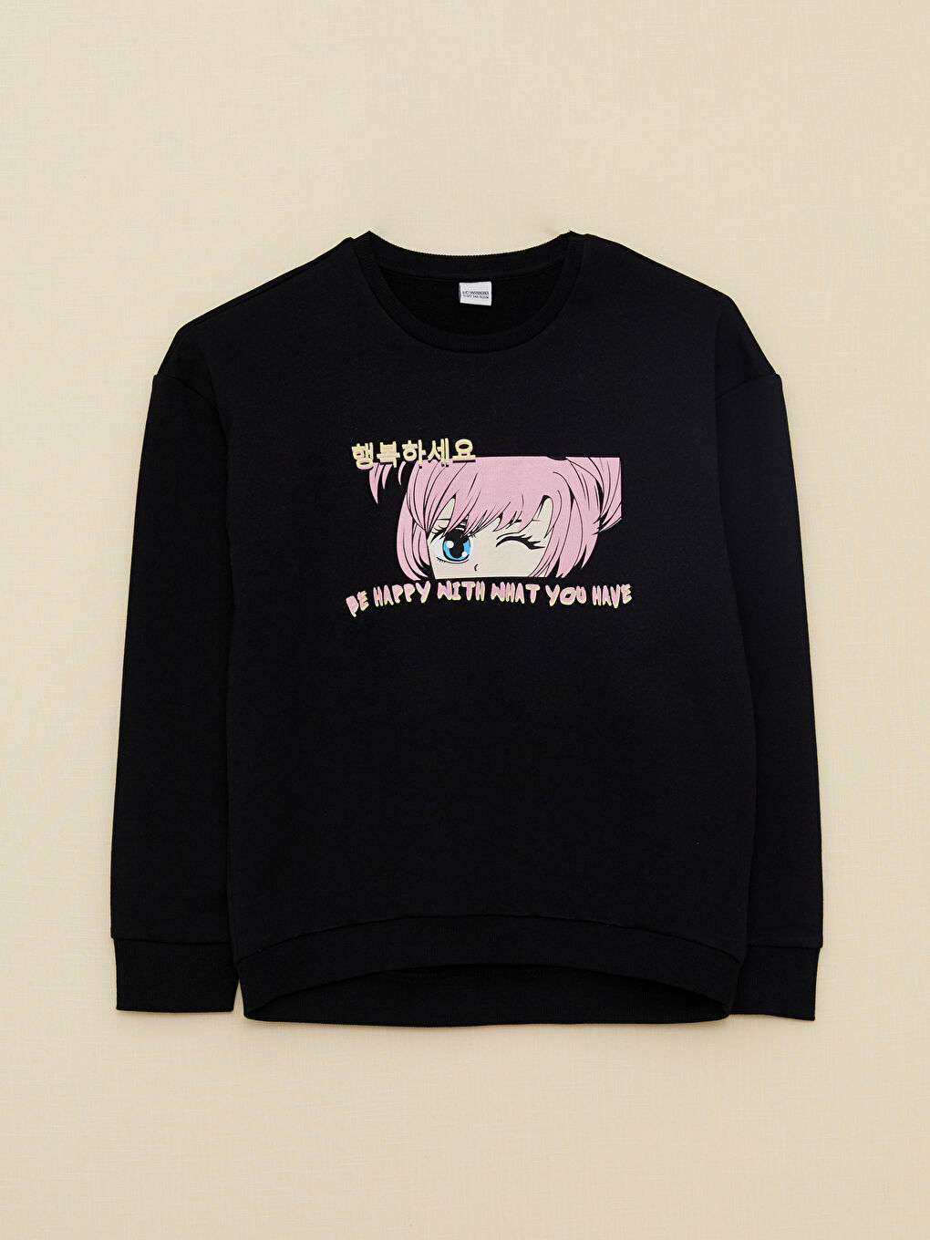 Crew Neck Printed Long Sleeve Girls' Sweatshirt and Sweatpants-1