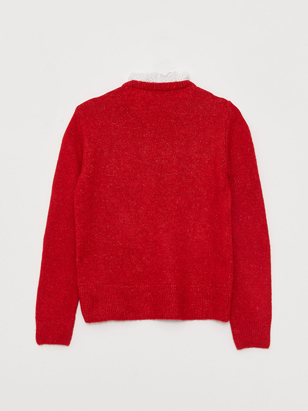 Pulover Tricotat pentru Femei cu Guler Înalt Volănaș și Mâneci Lungi Drepte-6