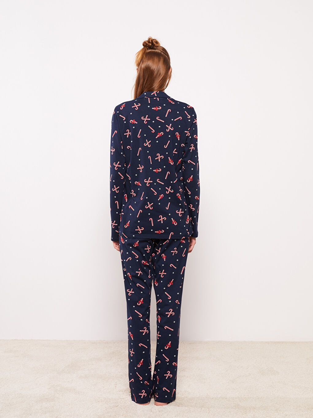 LCW DREAM Shirt-Kragen Neujahrsmotiv Langarm Baumwolle Pyjama-Set für Damen -W28622Z8-LSJ