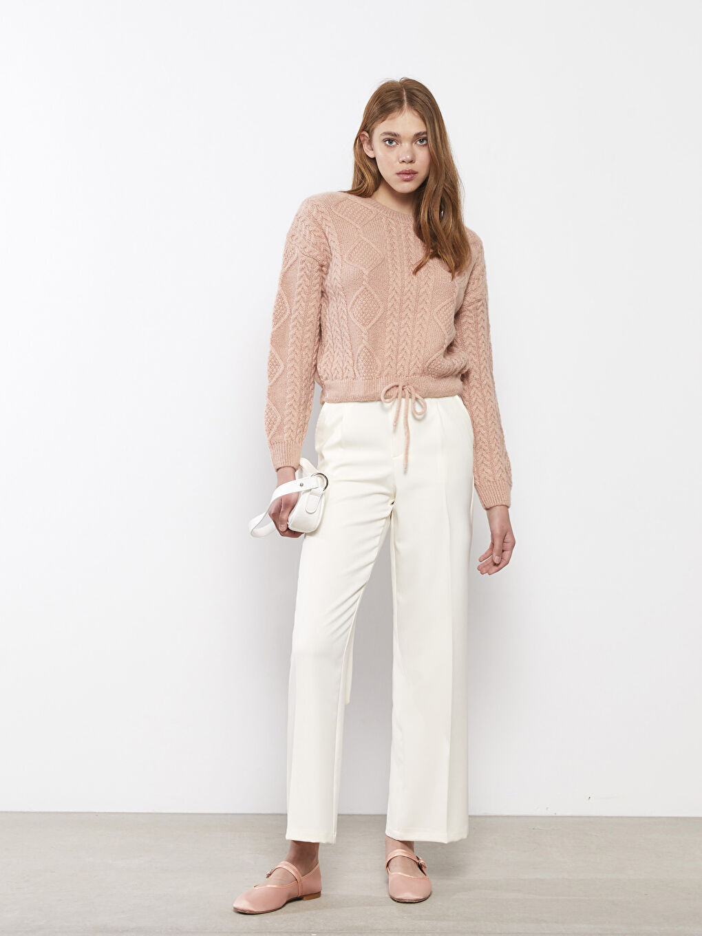 LCW Vision Rundhalsausschnitt Selbstgemustert Langarm Damen Strickpullover -W28624Z8-SF0
