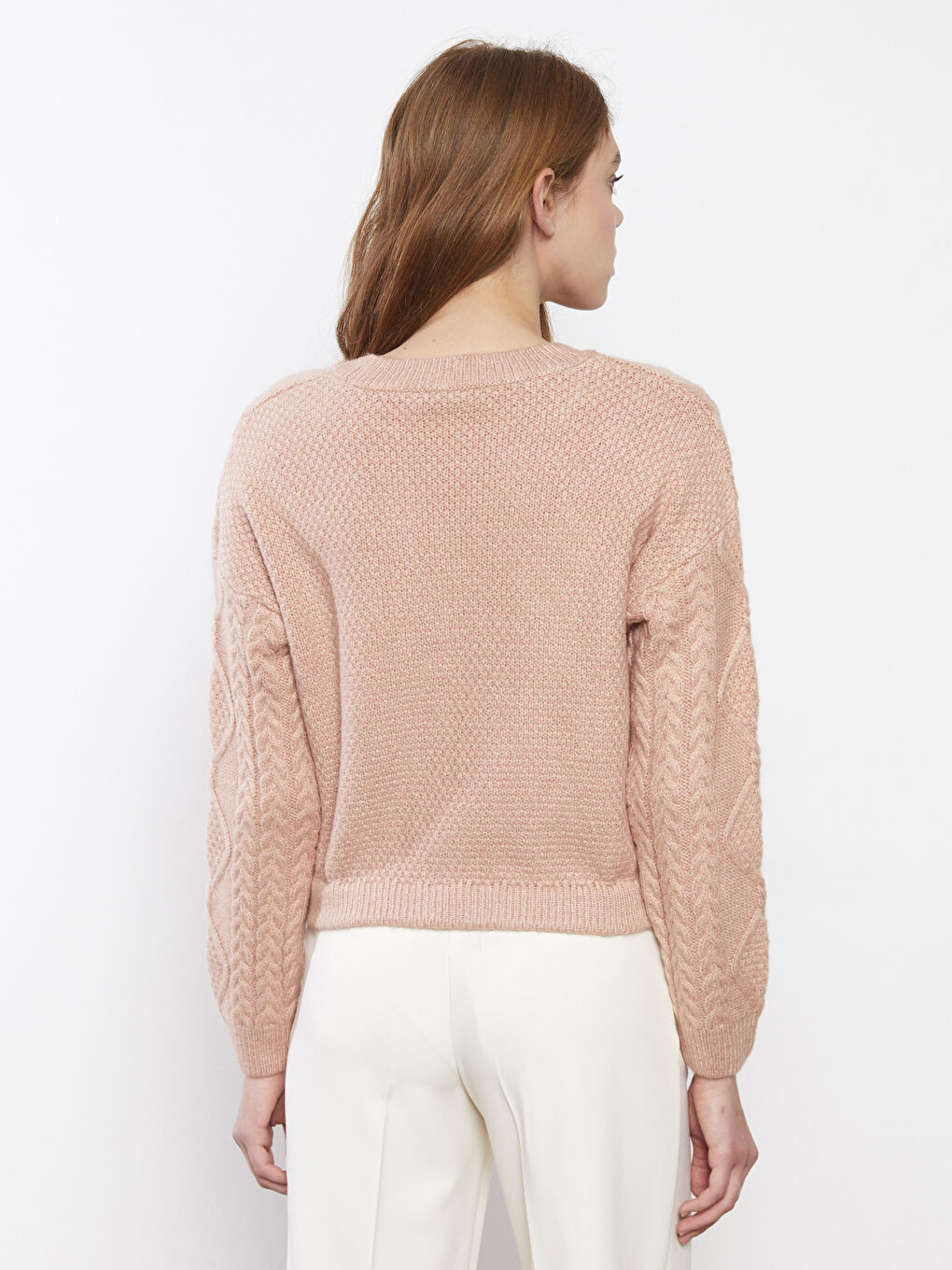 LCW Vision Rundhalsausschnitt Selbstgemustert Langarm Damen Strickpullover -W28624Z8-SF0