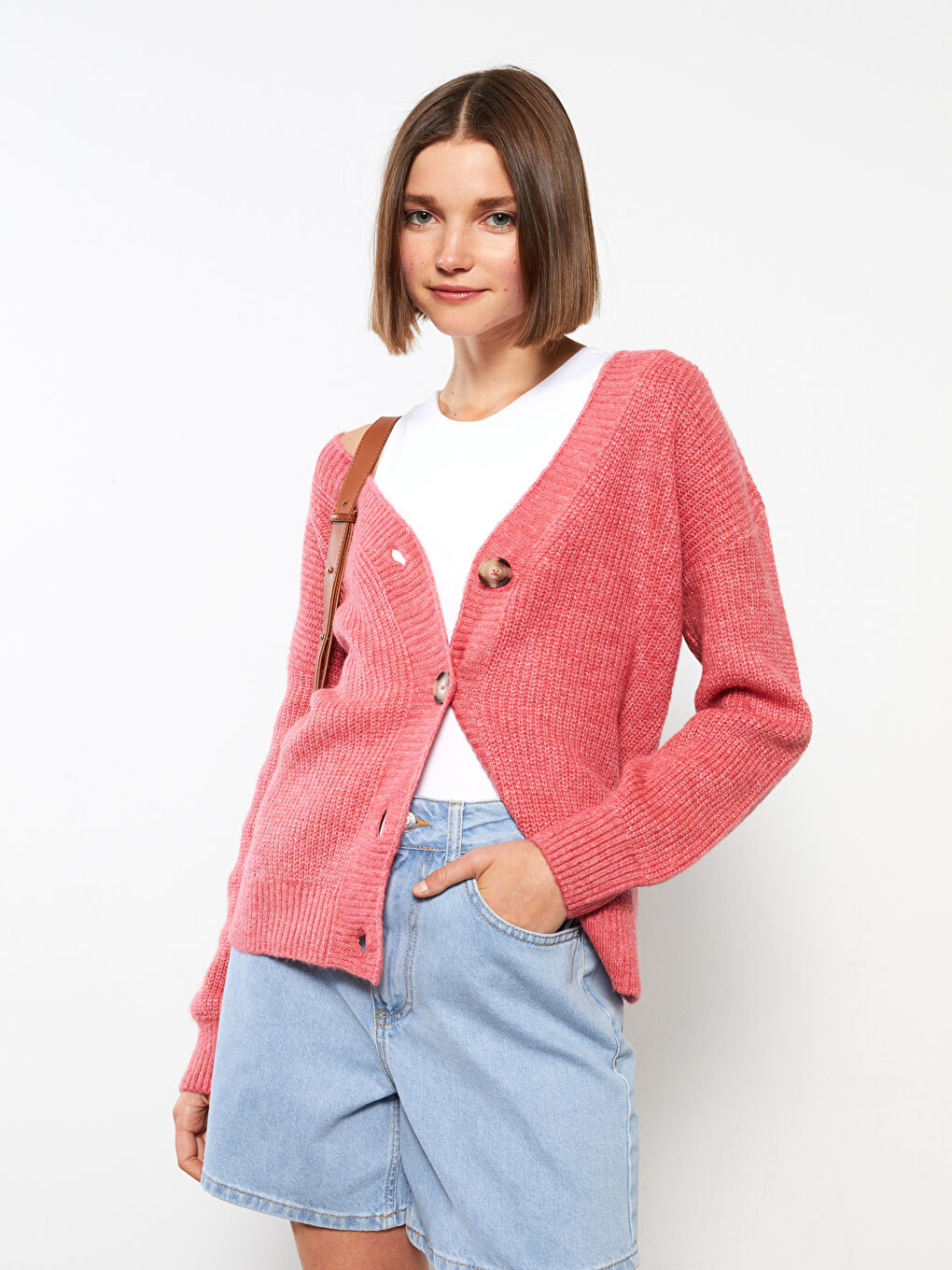 LCW Vision V Neck Women's Knitwear Cardigan -W28625Z8-JSF