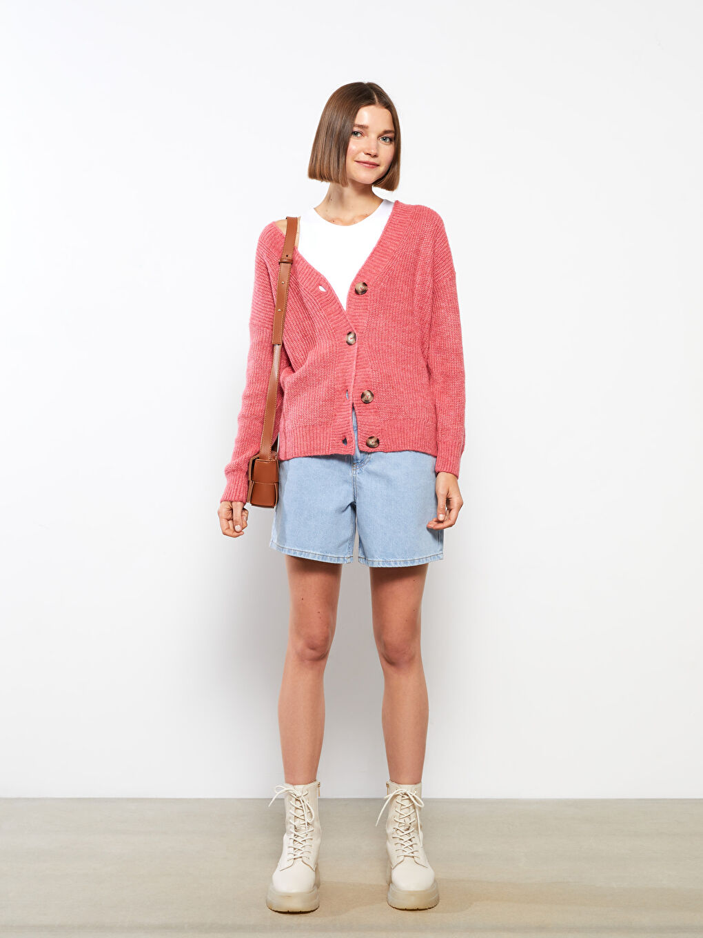 LCW Vision V Neck Women's Knitwear Cardigan -W28625Z8-JSF