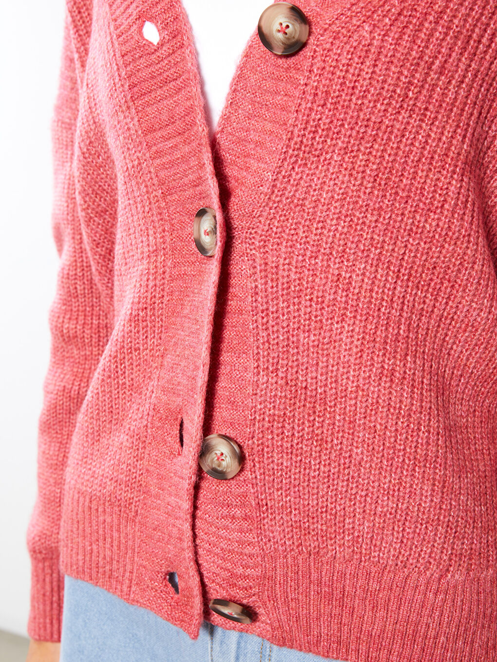 LCW Vision V Neck Women's Knitwear Cardigan -W28625Z8-JSF