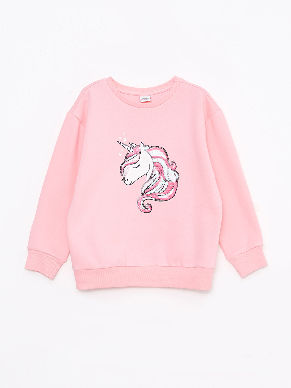 Қыздарға арналған ұзын жеңді принтті дөңгелек жағалы свитшот-3