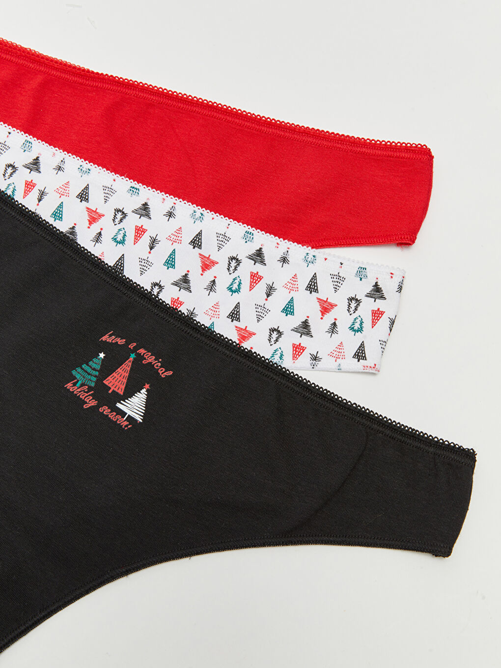 Beyaz Desenli Tanga Külot 3'lü Paket-2