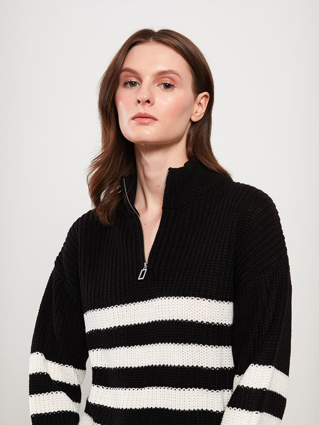 LCW Vision Trichterkragen Gestreifter Damen Strickpullover -W28655Z8-LEG