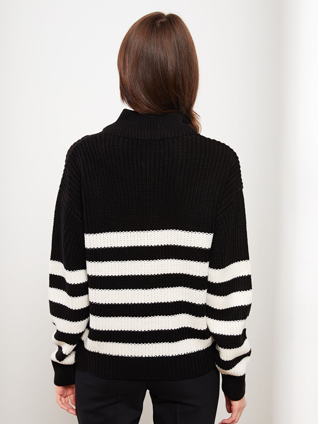 LCW Vision Trichterkragen Gestreifter Damen Strickpullover -W28655Z8-LEG