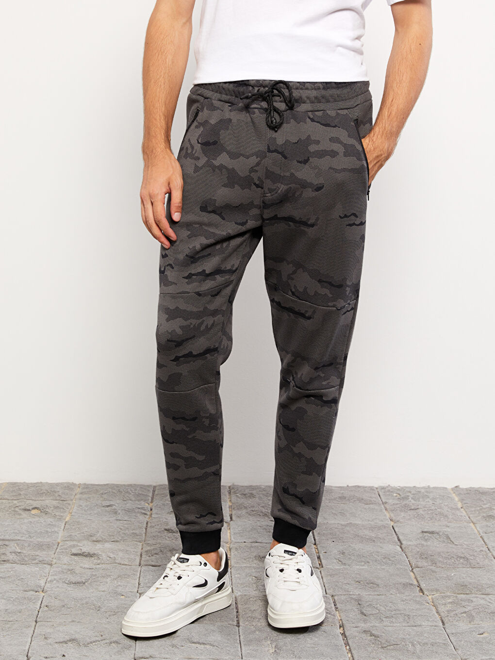 Тар пішім ерлерге арналған қалың джоггер спорттық шалбары-3