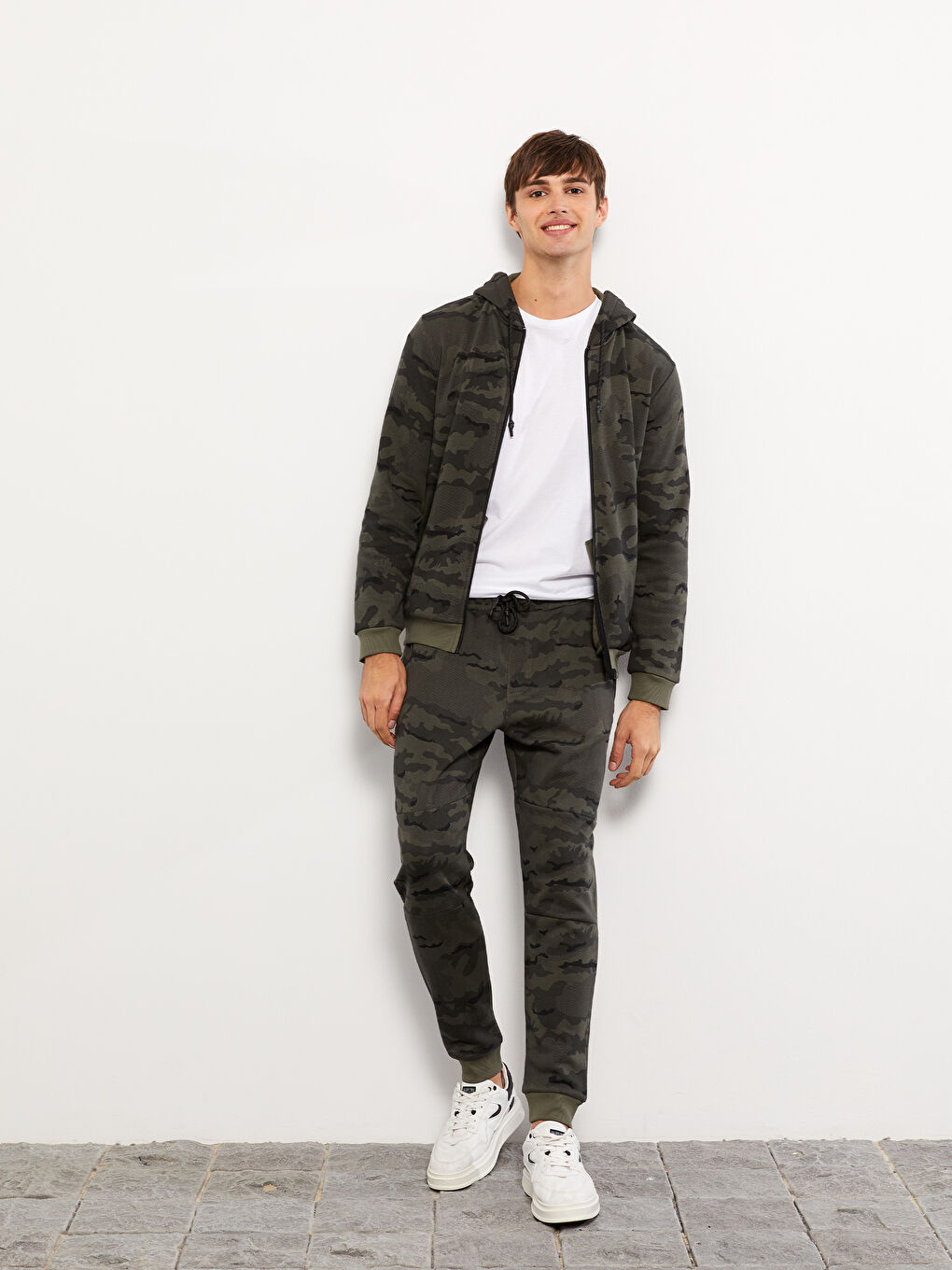 Haki Slim Fit Erkek Kalın Jogger Eşofman Altı-1