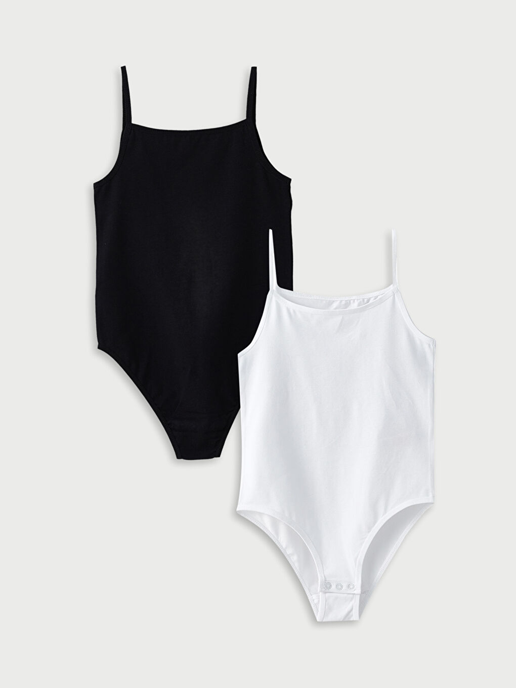 Қыздарға арналған шаршы жағалы негізгі баулы мақта түймесі бар боди 2 данадан тұратын