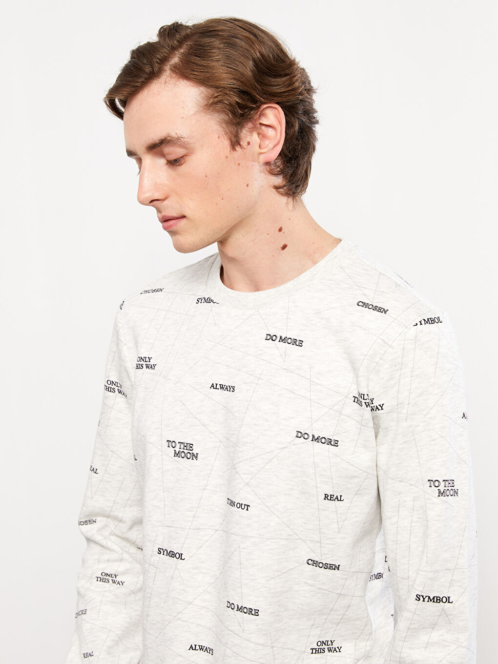 Crew Neck Printed Men's Thick Sweatshirt-2