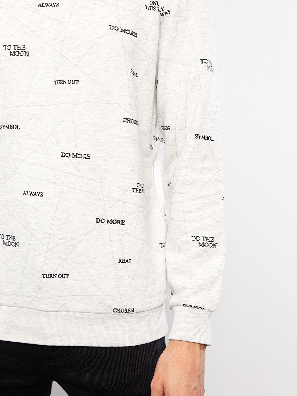 Crew Neck Printed Men's Thick Sweatshirt-3