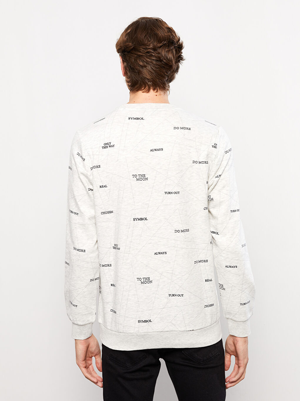 Crew Neck Printed Men's Thick Sweatshirt-4