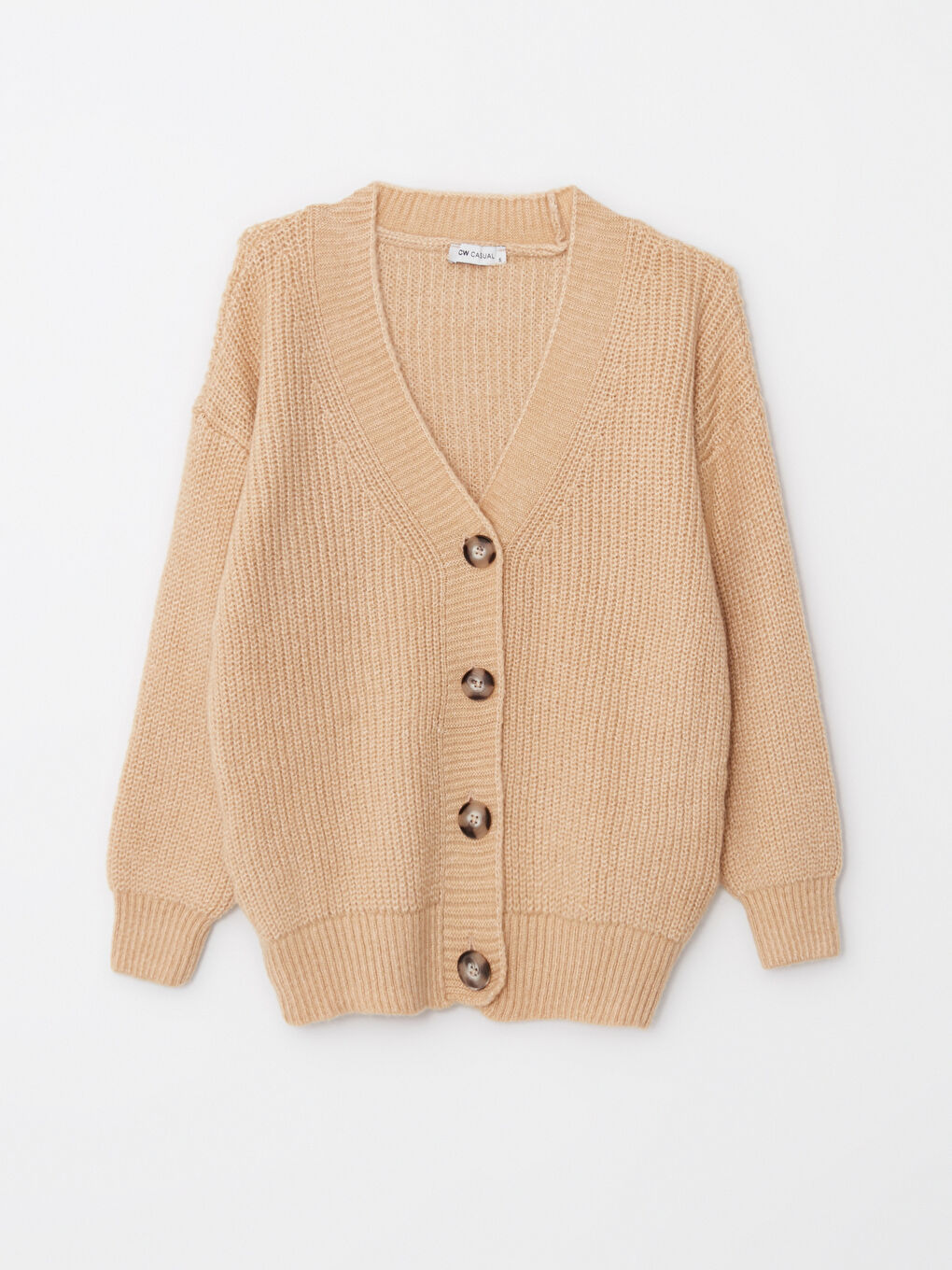 Kahverengi V Yaka Kadın Triko Hırka-6