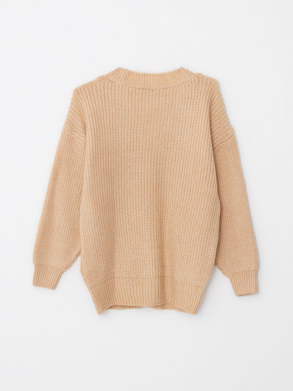 Kahverengi V Yaka Kadın Triko Hırka-7