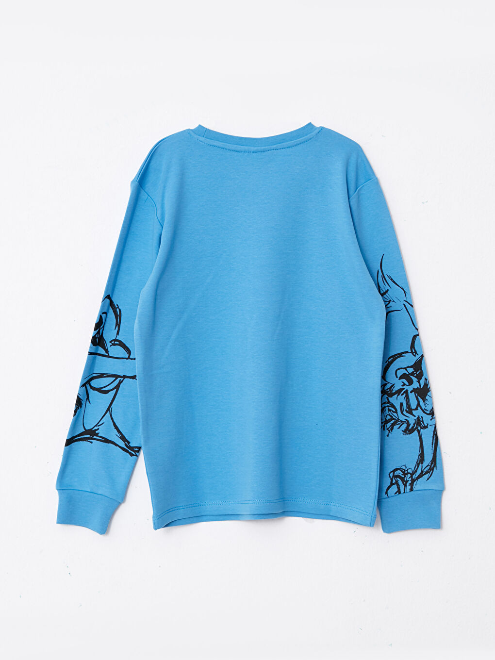 Mavi Bisiklet Yaka Looney Tunes Baskılı Uzun Kollu Erkek Çocuk Tişört-1