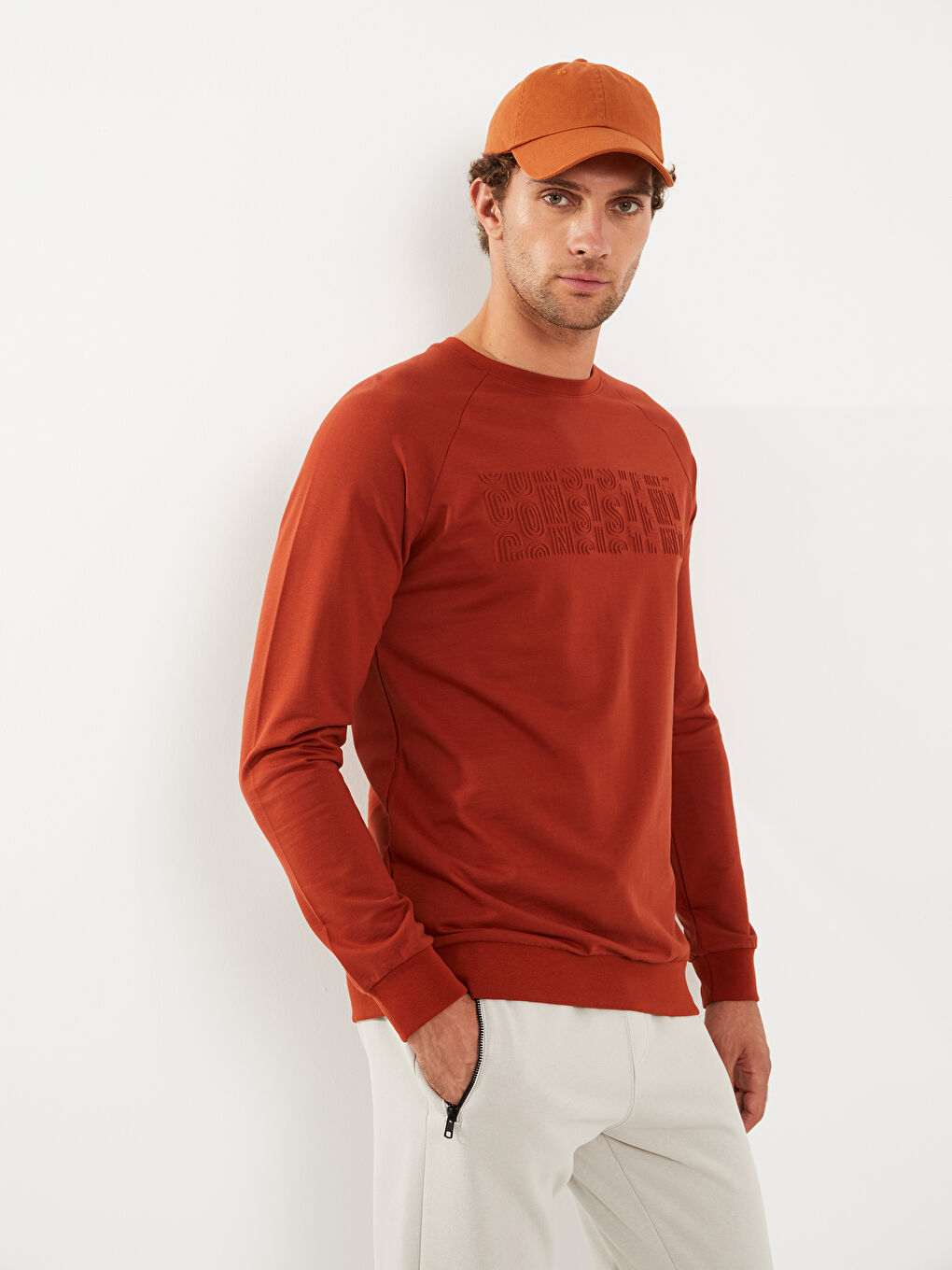 Crew Neck Long Sleeve Printed Men's Sweatshirt