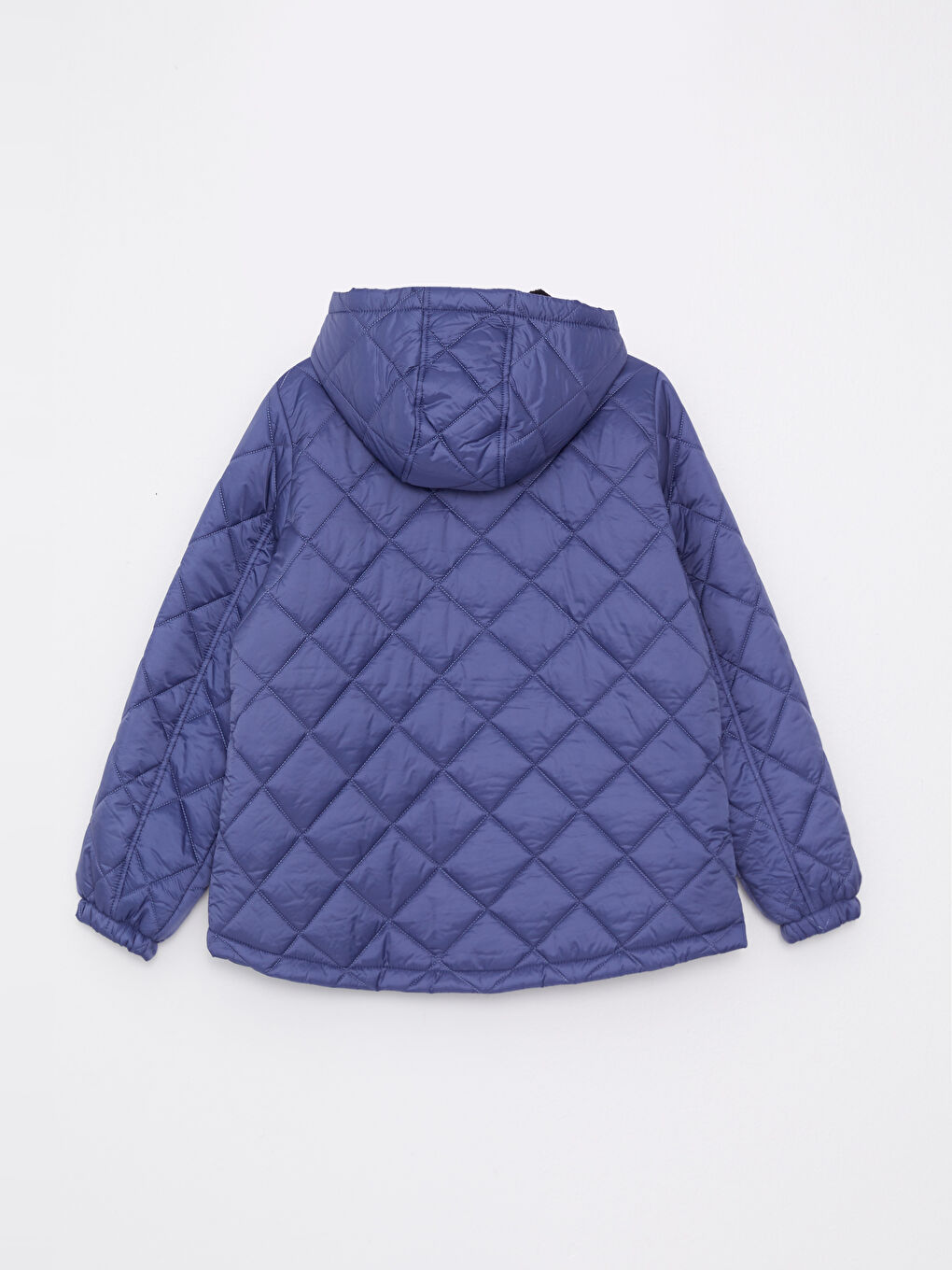 İndigo Kapüşonlu Kapitone Desenli Uzun Kollu Kadın Şişme Mont-8