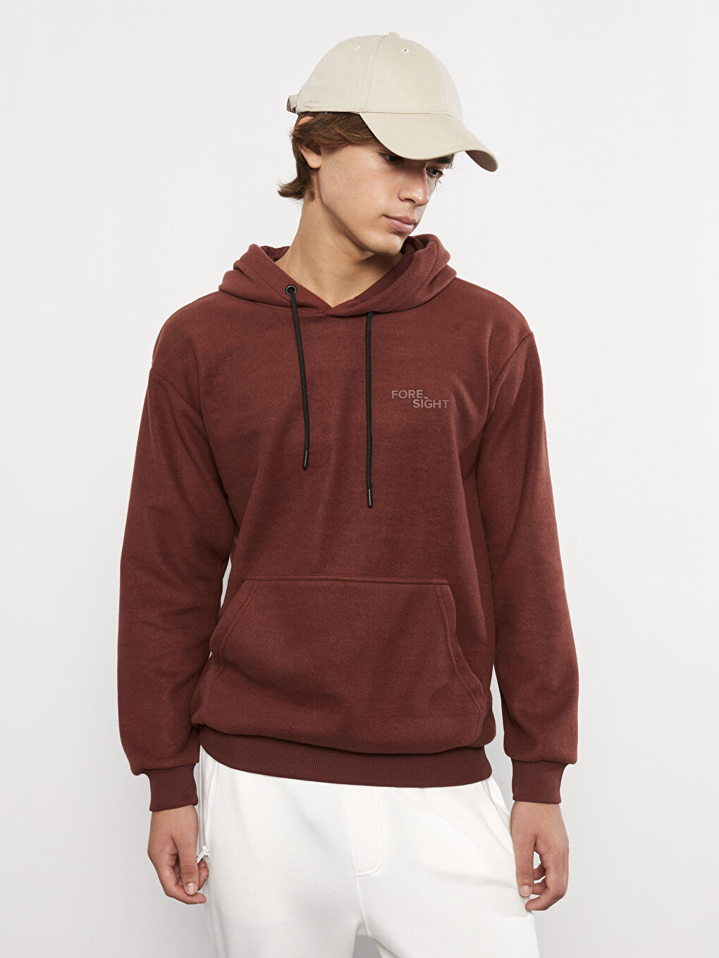 LCW Casual Kiremit Uzun Kollu Baskılı Erkek Hoodie