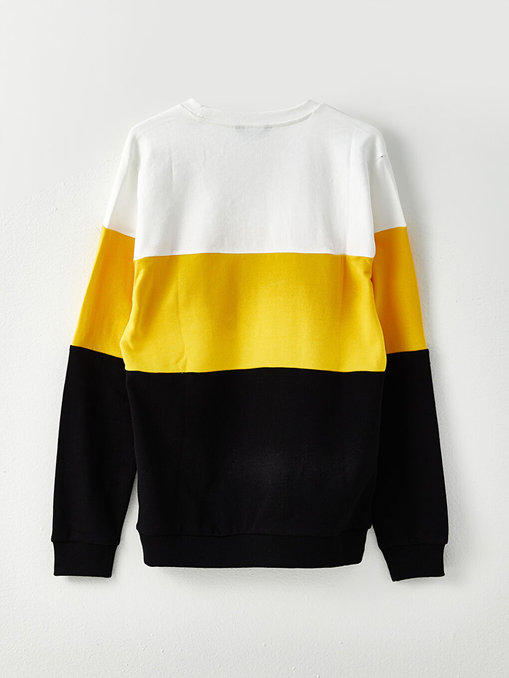 Siyah Bisiklet Yaka Uzun Kollu Renk Bloklu Erkek Sweatshirt-6