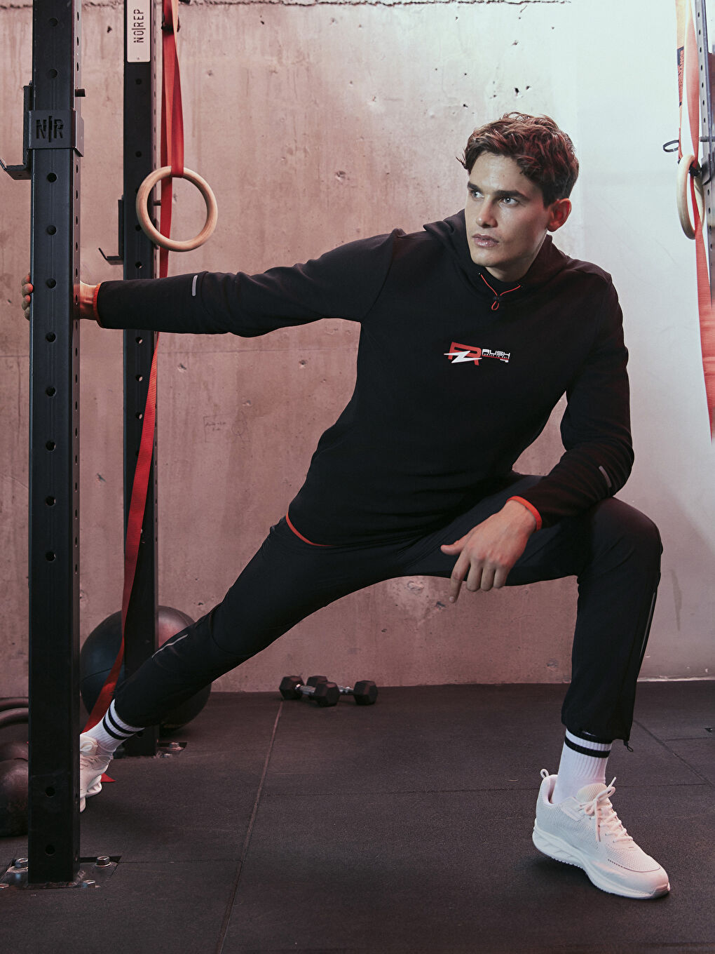 XSIDE ACTIVE Siyah Uzun Kollu Baskılı Erkek Spor Hoodie - 2