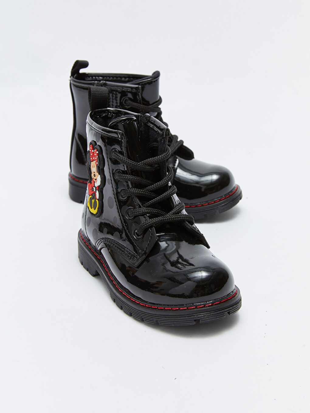 Ботинки для девочек с лицензией Минни Маус, шнуровкой и застежкой-молнией-4