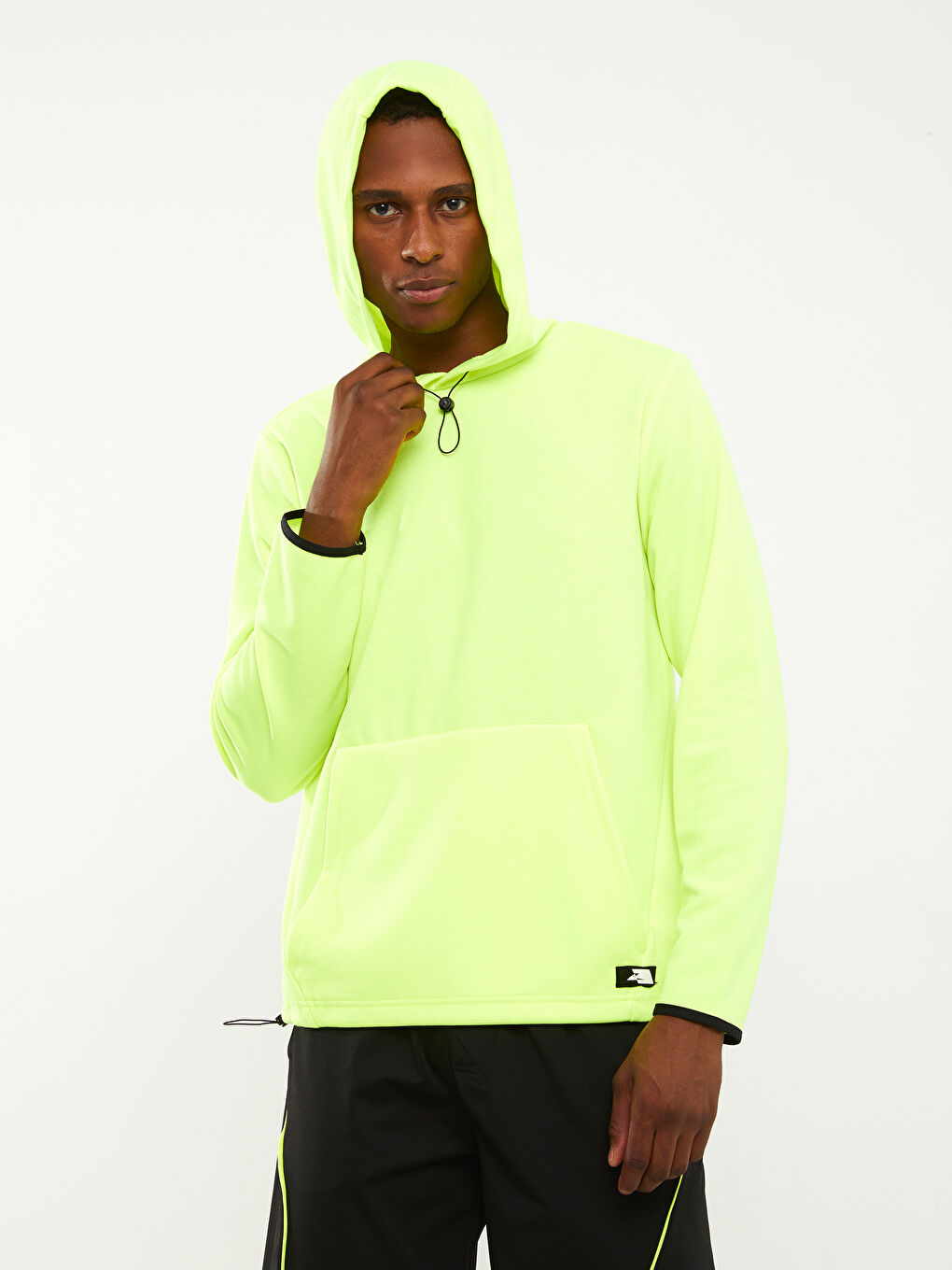 Sarı Uzun Kollu Erkek Spor Hoodie-4