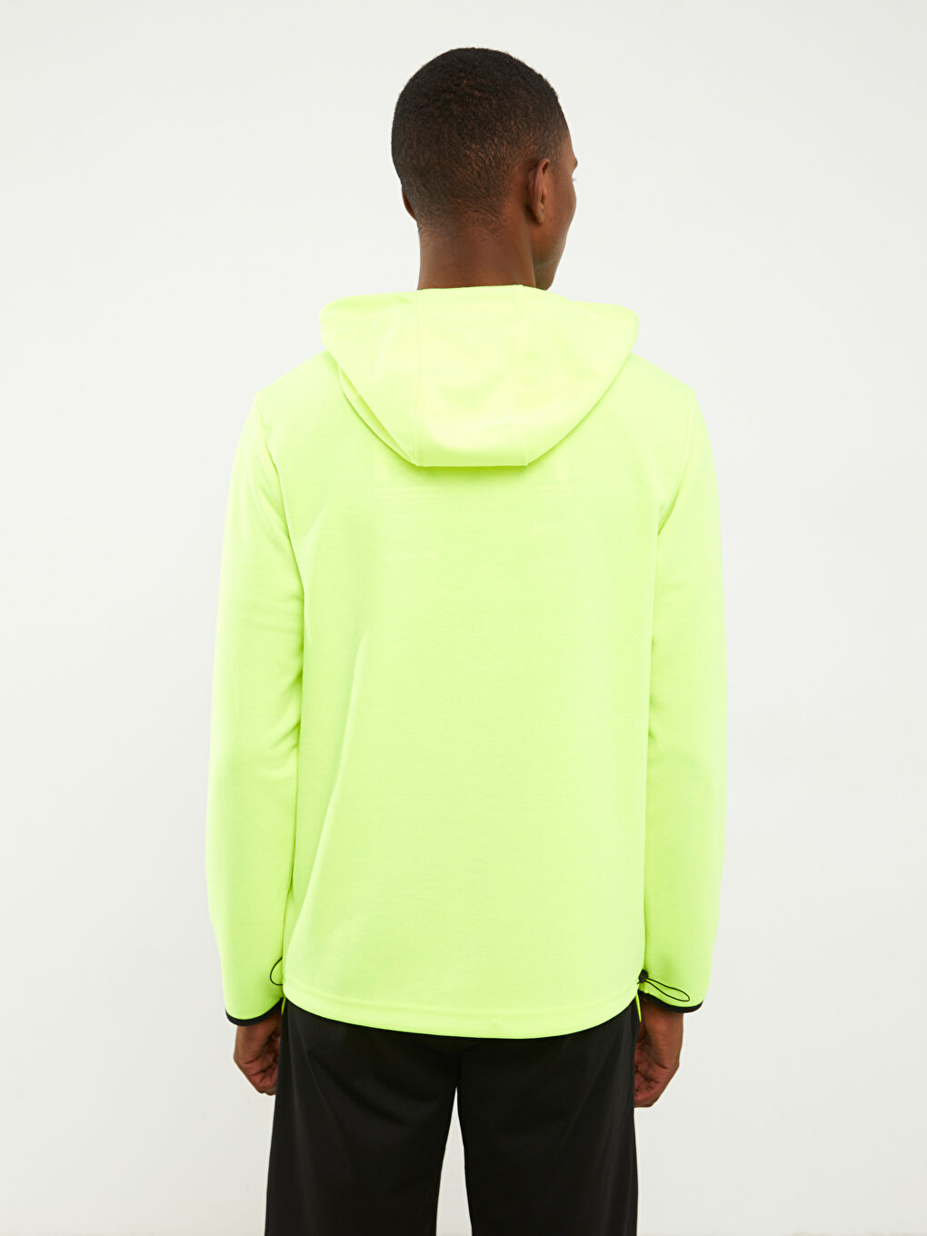 Sarı Uzun Kollu Erkek Spor Hoodie-7